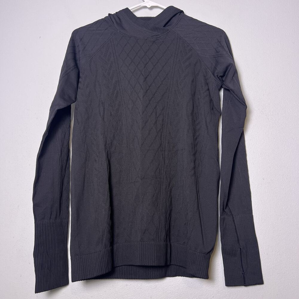 Lululemon Women's Pullover Rest Less Hoodie Seamless Blabk Sz 6